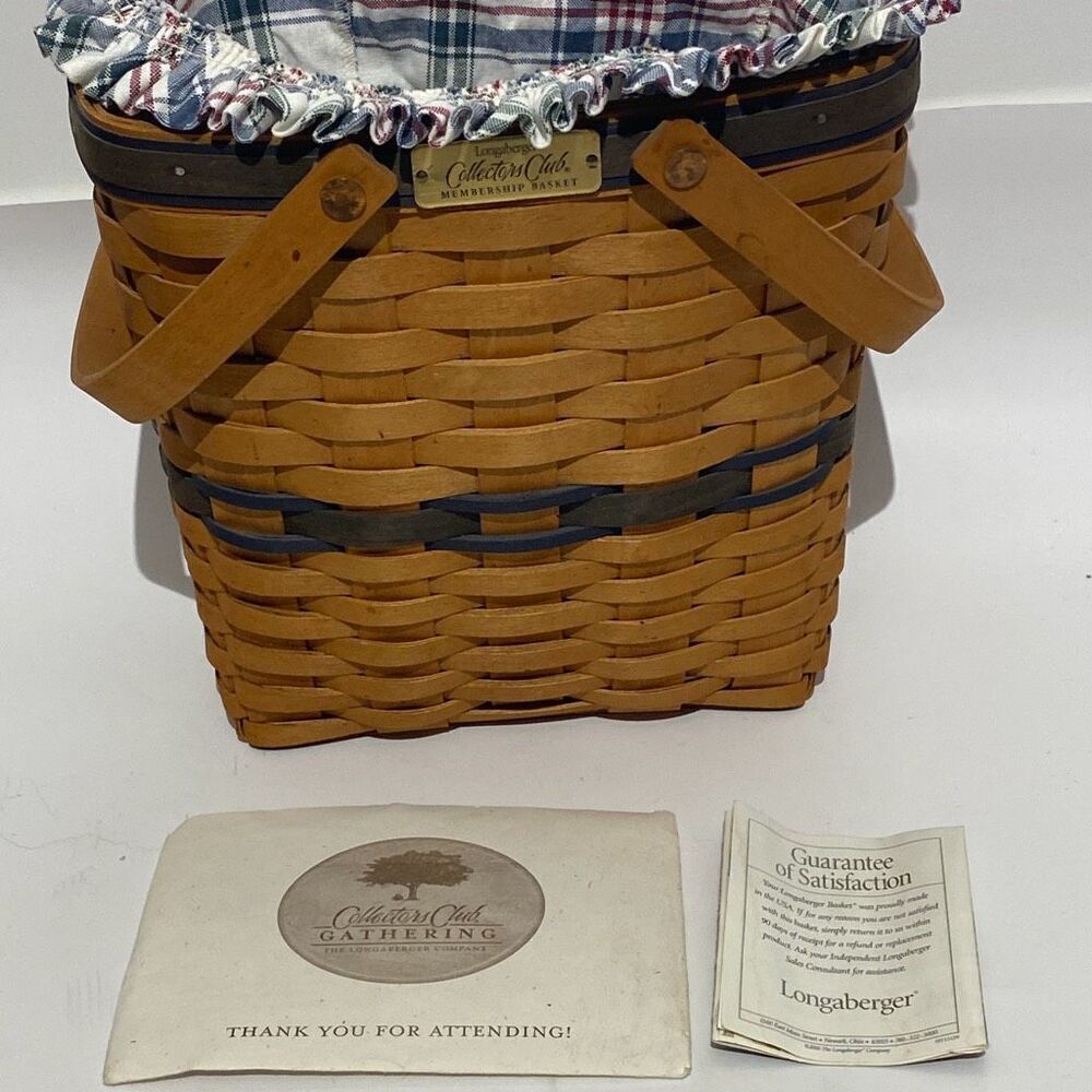 Longaberger Collectors Club Membership Basket Plaid Liner Plastic‎ Protector USA